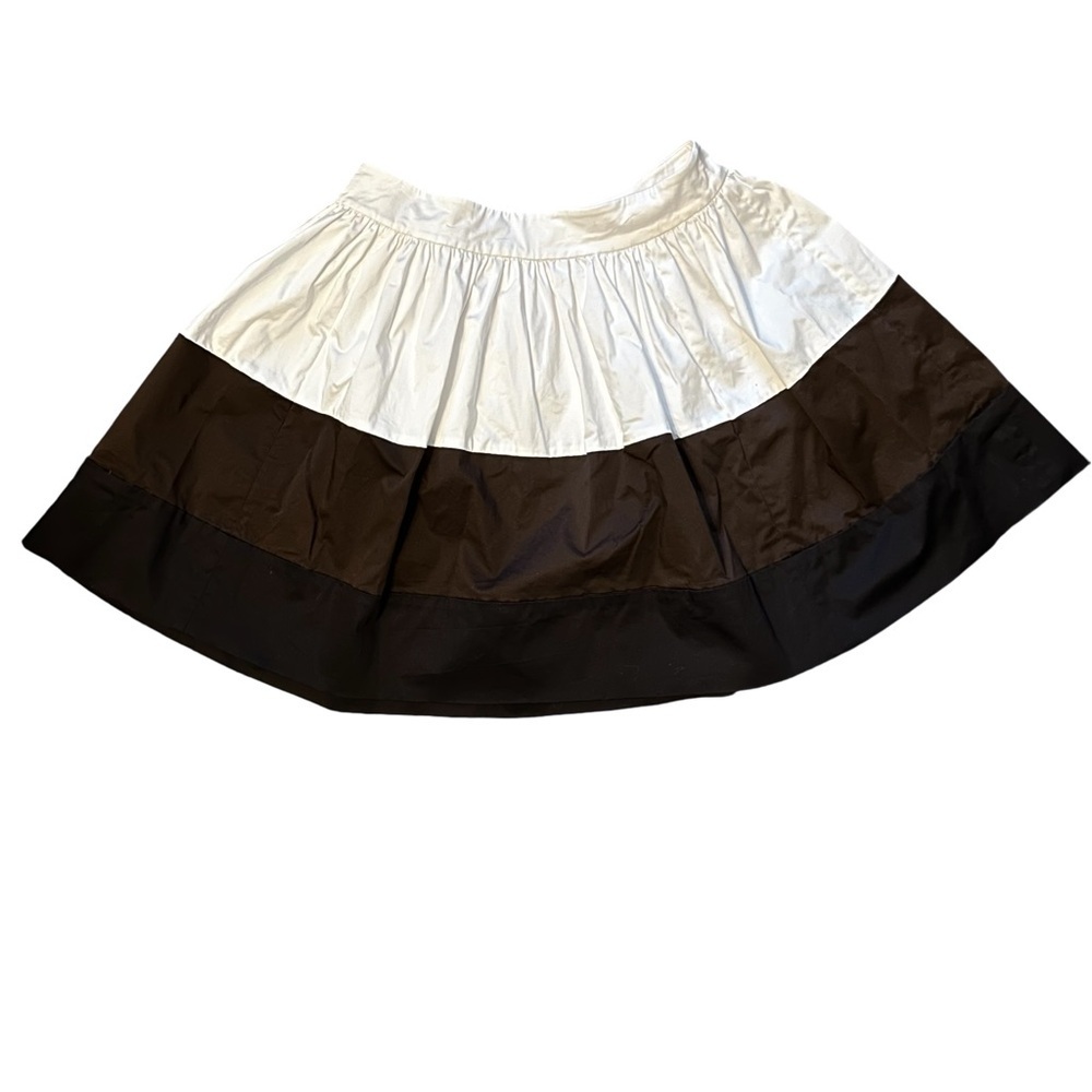 Kate‎ Spade Color Block Skirt Womens 10 White Brown Black Skirt The Rules EUC